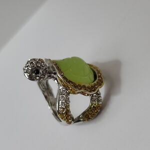 Silver, Green, and Gold Turtle Ring (Costume Jewelry)